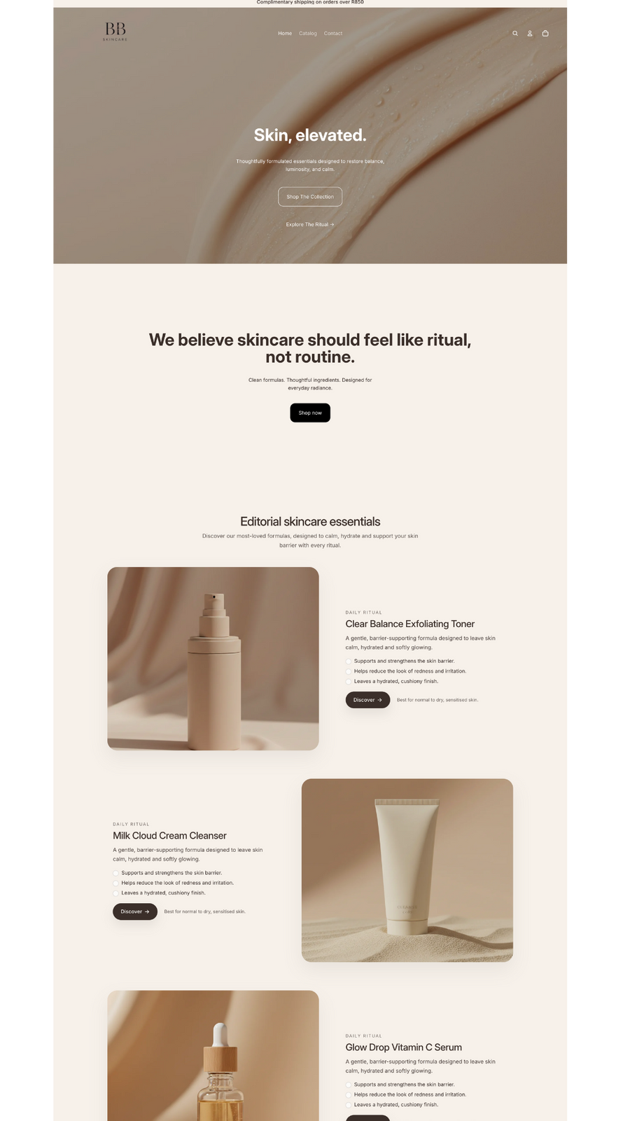 Shopify website mockup